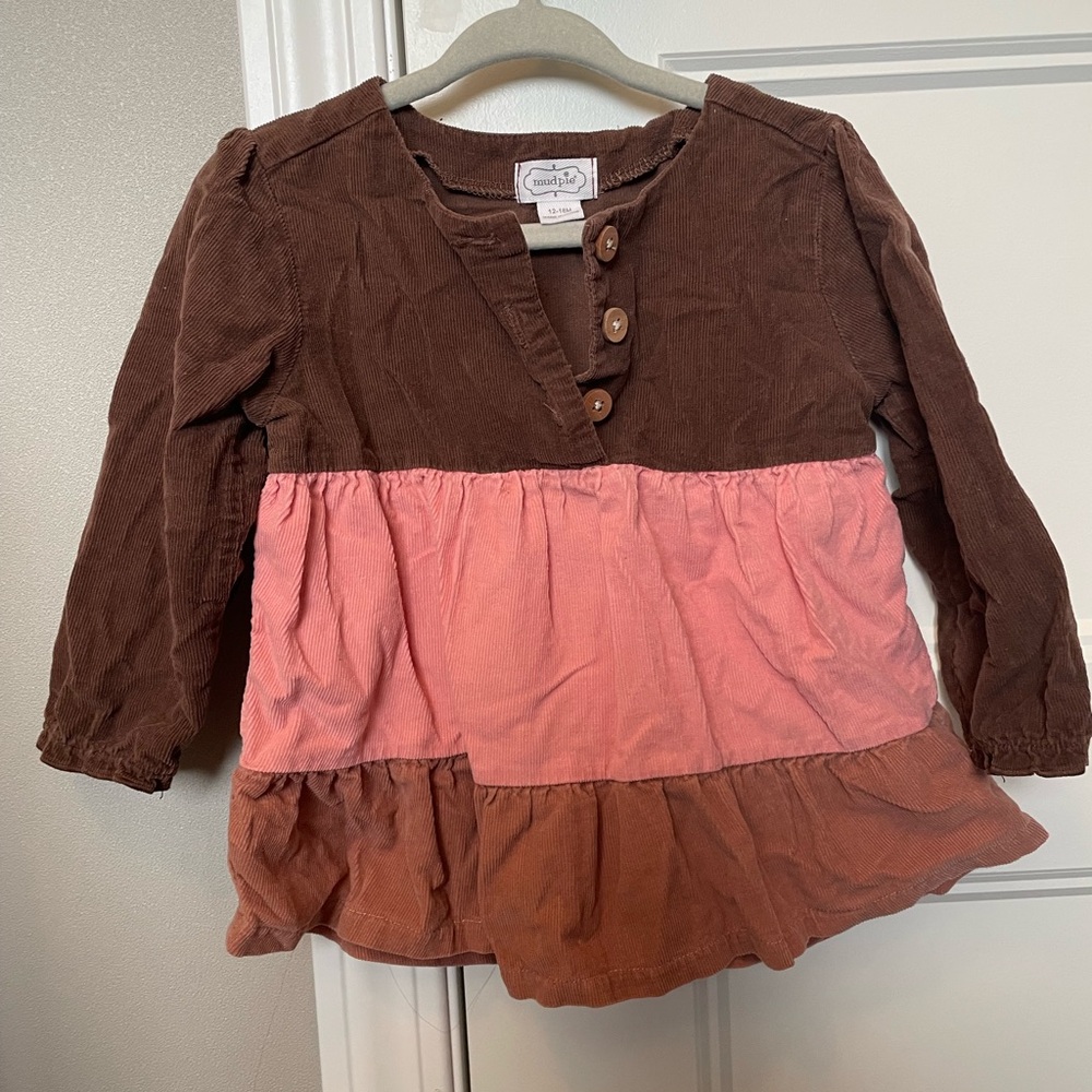 Mud Pie Brown and Pink Baby Outfit